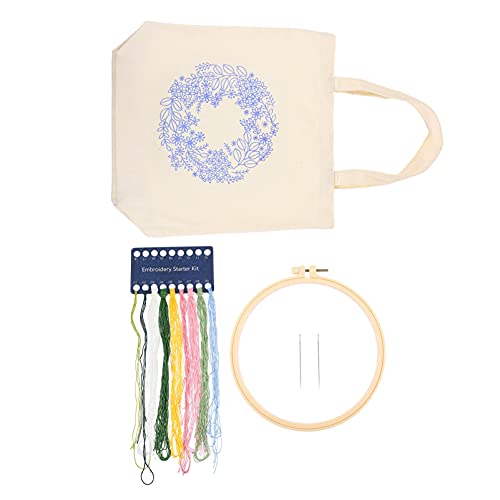 DIYEAH 1 Satz bestickte Tasche aus Segeltuch Leinentasche Perlenstickerei-Kit Damen Segeltuchtasche Tragetasche Stickset für Anfänger schultüte DIY-Einkaufstasche Umhängetasche für Damen von DIYEAH