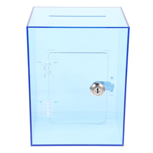 DIYEAH 1 Set Box Tipp Jar Piggy Bank Savings Bank Saving Jar Secret Plug Spende Safes Feuerfeste Dokumentbeutel Vorhängeschloss Clear Lid Locks Schleusen Key Lockbox Tin Blue Acylic von DIYEAH