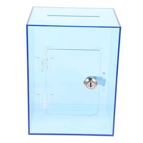 DIYEAH 1 Set-Box Trinkgeld-Sparschwein Geldbank Gelddose Spardose für Münzen Kinderbank Spendenfall Acryl Spardose mit Schloss Geldbox aus Acryl mit Schloss Münzglas geld sparen glas Blue von DIYEAH