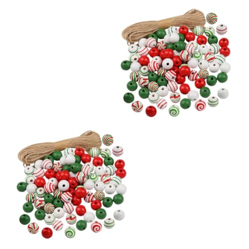 DIYEAH 1 Set Holzperlen Mineralperlen Bastelperlen Perlensets Für Armbänder Perlen Zum Basteln Weihnachtsdeko Weihnachtsperlen Ornamente Anhänger Weihnachtsperlengirlande Hanfseil von DIYEAH