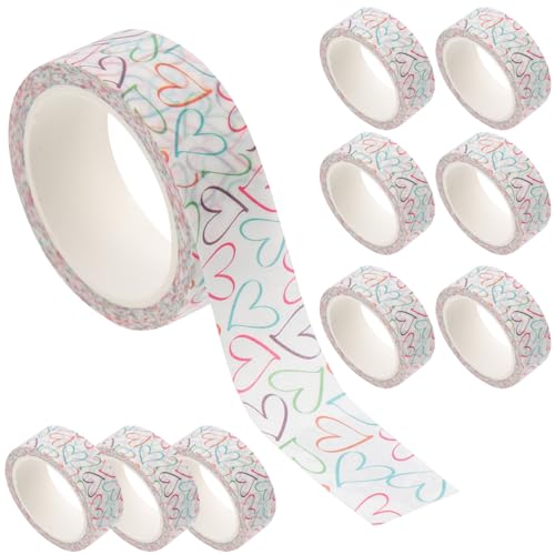 DIYEAH 10 Rollen Liebe Taschenband Aufkleber Herz Klebeband Zum Einwickeln Schrott Buntes Abdeckband Sammelalbum Punkt Zeitschrift Goldband Karte Whiteboard Scrapbooking Kunstband Papier von DIYEAH