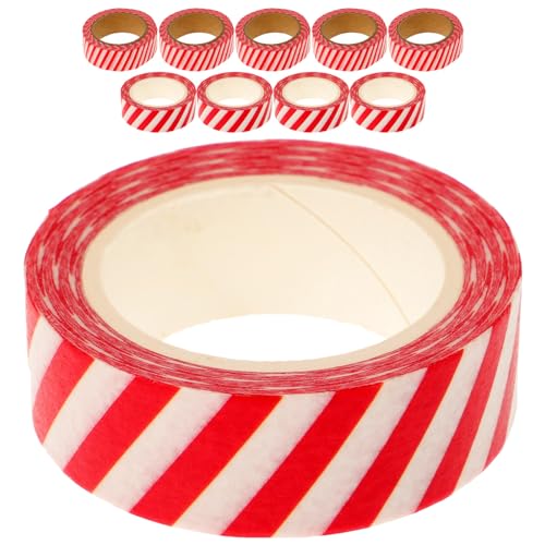 DIYEAH 10 Rollen Papier Klebeband Papiertüten Planke Papierklebeband Selber Machen Zeitschrift Bastelklebeband Selber Machen Wickelband Geschenkpapier Weihnachtsband Journalbänder Rot von DIYEAH