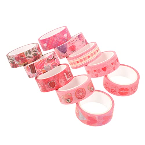 DIYEAH 10 Rollen Valentinstag Washi Klebeband Malerband Glitzer Dekorative Aufkleber Verpackungsband Abdeckband Spender Fotoeckenaufkleber Verpackungsband Bastelband von DIYEAH