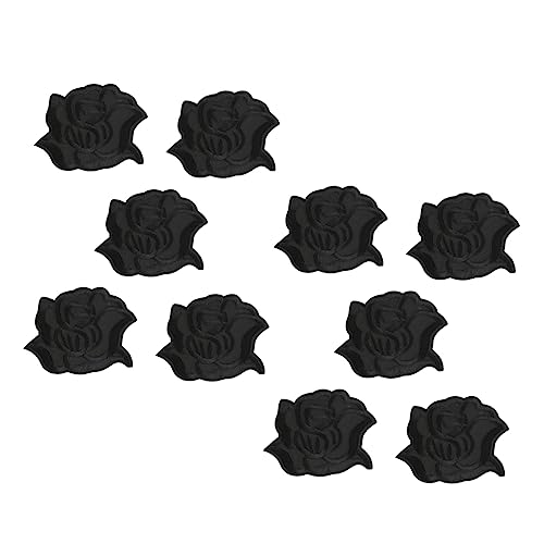 DIYEAH 10 Stück Aufnäher mit Blumenstickerei nähen Handwerk Patches bestickt schwarze Pailletten Stoffaufnäher embroidery bastelzeug decor Kleideraufnäher Kleiderflicken Polyester Black von DIYEAH