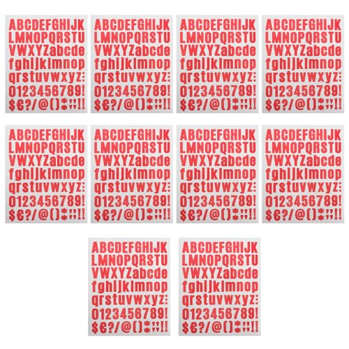 DIYEAH 10 Stück Buchstabenaufkleber Rote Buchstaben Alphabet Aufkleber Zahlenaufkleber Selbstklebende Bügelbilder Aus Vinyl Stoffbuchstaben Selbstklebende Alphabet Etiketten von DIYEAH