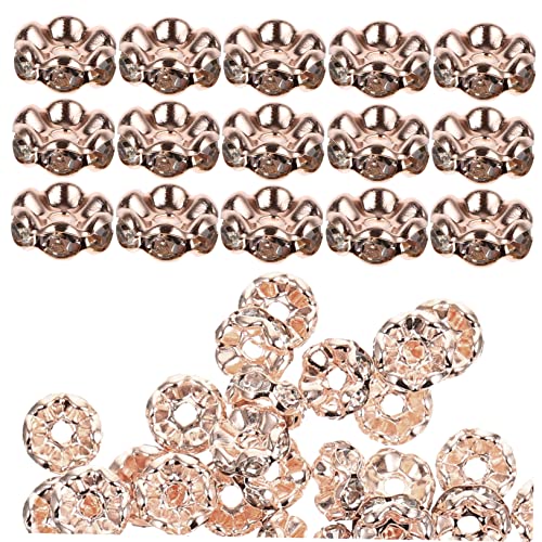 DIYEAH 100St Abstandsperlen Hotfix Strasssteine hübsche Perlen Edelsteine Webstuhl Juweliere armbandperlen beads for bracelets DIY handgefertigte Perlen dekorative Bastelperle Glas Rosa von DIYEAH