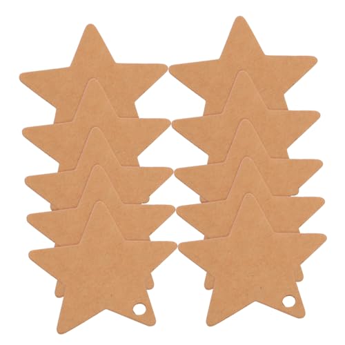 DIYEAH 100St handgefertigter Anhänger geschenketiketten handgemachte Sternen Tags Dekorative Tags Handgefertigte Etiketten Stern-Papierausschnitte Star-Druckerband Brown von DIYEAH