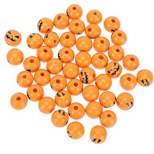 DIYEAH 100st Halloween-holzperlen Gefälschte Pflanzen Halloween-dekorationen Figuren Perlen Zum Basteln Halloween-charme-anhänger Buchstabenperlen Halloween-perlen Für Armbänder Orange von DIYEAH