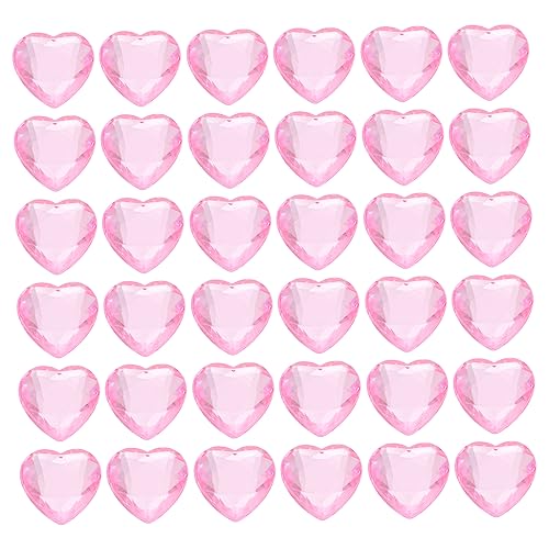 DIYEAH 100st Valentinstag Herzen Einzigartige Herzförmige Deko-kugeln Kunst Ornamente Herz-charm-anhänger Strass Mit Flachem Rücken Und Herz Strass-herz-abstandshalter Rosa Acryl von DIYEAH