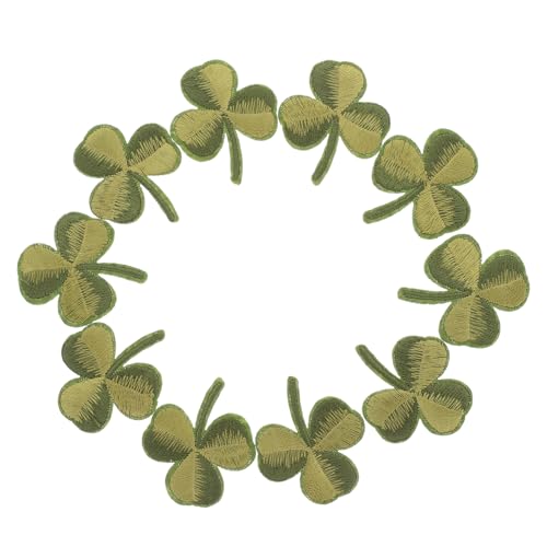 DIYEAH 10Pcs Green Leaf Stickerei Patch Patrick Britisch Stein Mini Hühnchen Figuren Plüsch Anhänger Port Patching Britisch Stein Gewebtes Weidenschilder Mit Wicker Rayon von DIYEAH