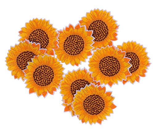 DIYEAH 10St Banner sonnenblumen aufnäher apfelding selbstklebende flicken Stoffaufnäher handmass Mini kleiden hübsches Sonnenblumenfeld Stickerei-Sonnenblumen-Stoffaufkleber Vlies Yellow von DIYEAH