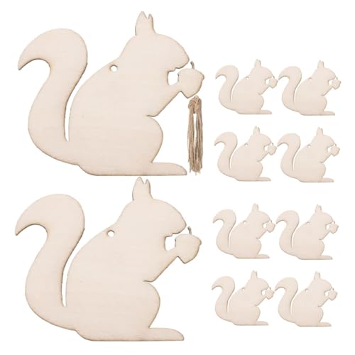 DIYEAH 10st Holzspäne Eichhörnchenformen Eichhörnchen-dekorationsparty Eichhörnchen-ornament Ausschnitte Zu Malen Leere Eichhörnchenausschnitte Diy Eichhörnchenausschnitte Beige Hanfseil von DIYEAH