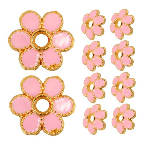 DIYEAH 10st Tropföl-blumenhalter Aus Legierung Exquisite Abstandsperle Perlen Für Die Herstellung Von Halsketten Perlenketten-set Schmuck Lose Perlen Armband Lose Perlen Diy-perlen Rosa von DIYEAH