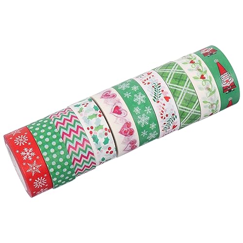 DIYEAH 10st Weihnachtsband Weihnachtsgeschenkpapier Weihnachtsdekoration Das Band Verwaschenes Klebeband Aufkleber Notizen Verpackung Doppelt Sammelalbum Retro Müll Japanisches Papier von DIYEAH