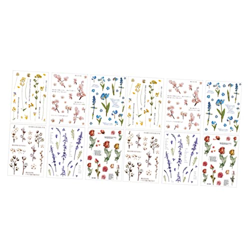 DIYEAH 12 Blätter Selbstgemachte Aufkleber Nagelaufkleber Für Nagelkunst Scrapbook-aufkleber Mini Papier Blumen Nagelkunstaufkleber Aufkleber Blumen Zeitschrift Brief Abs Das Haustier von DIYEAH