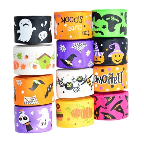 DIYEAH 12 Halloween-Ripsband geschenkband halloween haarschmuck verpackung haaraccessoires haircharm krokodil haarspangen Band Band Halloween-DIY-Band Halloween-Dekorationsband von DIYEAH