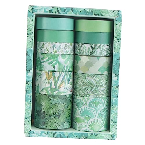 DIYEAH 12 Rollen Klebeband Aufkleber Diy-bänder Tagebuch Geschenkbänder Dekorative Bänder Scrapbooking-bänder Kassetten Für Fotoalben Klebebänder Bastelbedarf Green Papier von DIYEAH