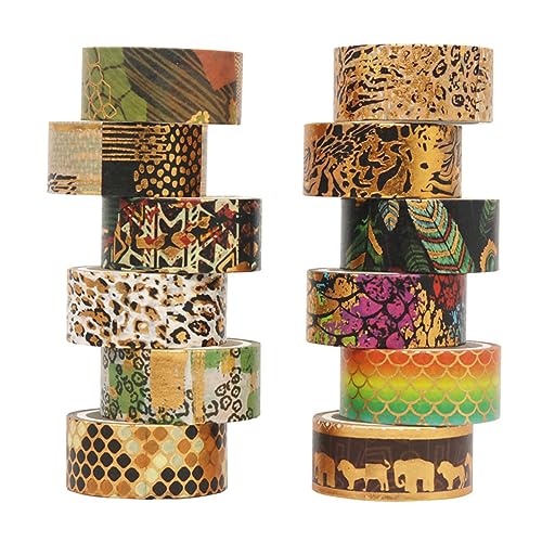 DIYEAH 12 Rollen Washi Klebeband Mit Tiermotiv Aufkleber Klebrige Abdeckbandagen Für Hunde Deko Schrott Zerbrechliches Klebeband Haustier Leoparden Verbandsband Papierband von DIYEAH