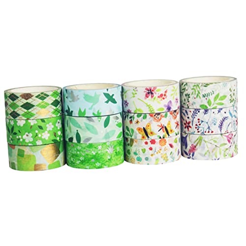 DIYEAH 12 Rollen Washi Tape Blumen Klebeband Grün Doppelseitiges Klebeband Floristen Klebeband Kunst Klebeband Abdeckband Für Klebeband Dekoration Niedliche Klebebänder von DIYEAH