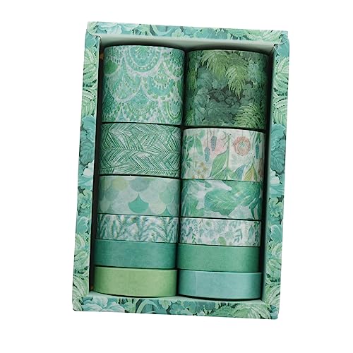 DIYEAH 12 Rollen Washi-Tape grünes Abdeckband Vintage-Klebeband Textmarker Pastell the washi tape geschenkband aufkleber dekoratives Washi Tape Geschenkverpackungsband Papier Green von DIYEAH