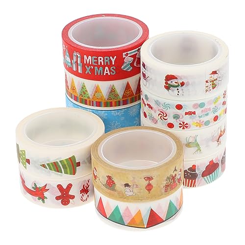 DIYEAH 12 Rollen Weihnachts-washi-tape Thanksgiving-band Spender Klebeband Zur Herstellung Von Sammelalben Farbband Teller Notizbuchbänder Papier Klebeband Schwarzes Abdeckband Aufkleber von DIYEAH