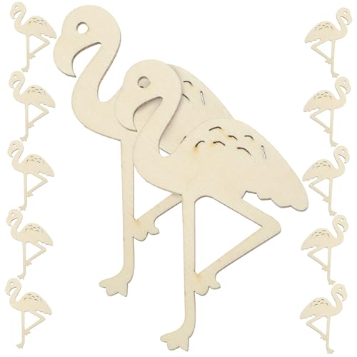 DIYEAH 12 Stück Holzausschnitte holzfiguren holzdeko Holzornamente Holzstücke makramee holzperlen Flamingo-Partydekorationen Flamingo-Federmäppchen holzhandwerk hölzerne Ornamente Bambus von DIYEAH