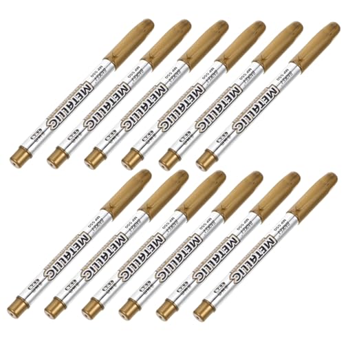 DIYEAH 12 Stück Metallic Marker Strass Aufkleber Silber Set Stift Groß Permanent Breite Spitze Meißelspitze Marker Stempel Metallische Signiermarker Malmarker Kunststoff von DIYEAH