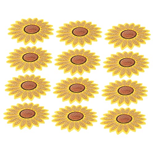 DIYEAH 12 Stück Pailletten Sonnenblumen Stickerei Patch Dekoration Nagelaufkleber Hortensie Künstliche Blumen Bestickte Applikation Ranke Kleidung Patch Aufkleber Stickerei von DIYEAH