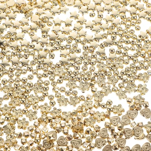 DIYEAH 1200 Stk kunststoffperlen bracelet beads Geschenkideen armbandperlen beads for jewellery Schmuck süße Perlen Reize DIY Bastelperlen Perlen für Armbänder Plastik Golden von DIYEAH