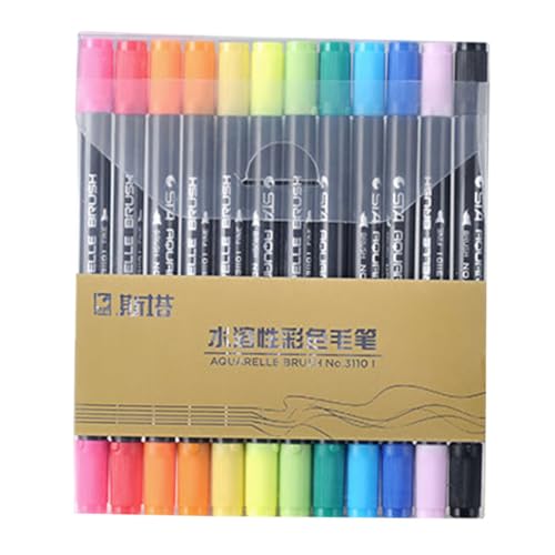 DIYEAH 12St Malstift schreibkladde calligraphy stifte aquarellstifte schulzeug Aquarellmarker mit Doppelspitze Aquarell-Pinsel-Marker Zeichnen malen Stift Malpinsel Stift Plastik Colorful von DIYEAH