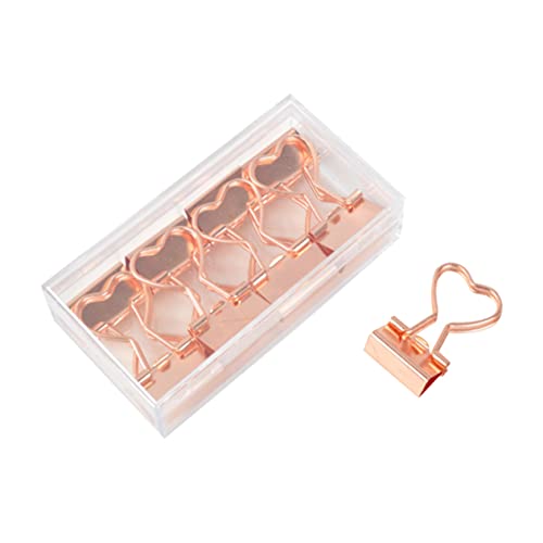 DIYEAH 12St notizen brief büroklammer preisschild aufbwahrungs-box aufbewahrungsschrã¤nke vorratsboxen ablagekasten paper tabel roségoldener Clip Büroklammern herzförmiger Clip Rose Gold von DIYEAH