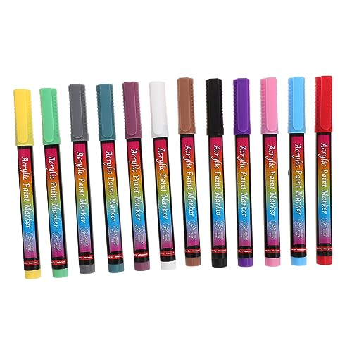 DIYEAH 12St weiche Steinbürste Tassen malen Stift machen Marker auf Wasserbasis Farbmarker acyllackfarbe stifte drawing pen graffiti stifte selber machen farbige Markierungsstifte Plastik von DIYEAH