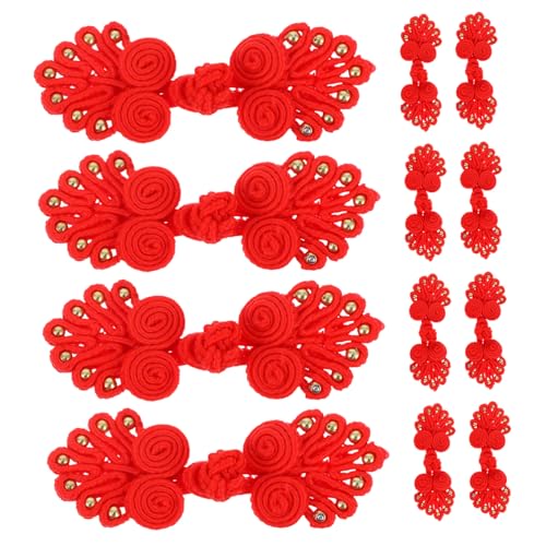 DIYEAH 12st Cheongsam-taste Tang-kostüm Geknoteter Knopf Exquisite Nähknöpfe Knotenknöpfe Tang-kostüm-versorgung Kleidung Dekorationen Selber Machen Schaltet Den Schließknopf Um Rot Stoff von DIYEAH