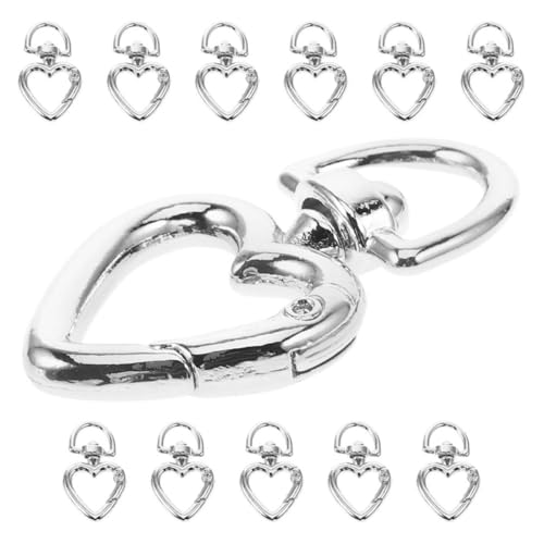 DIYEAH 12st Federspule Schlüsselanhänger-ringschnalle Schlüsselanhänger-clip in Herzform Schlüsselhalter Mini-karabinerhaken Herzförmiger Karabiner Lanyard Drehhaken Silver Zinklegierung von DIYEAH