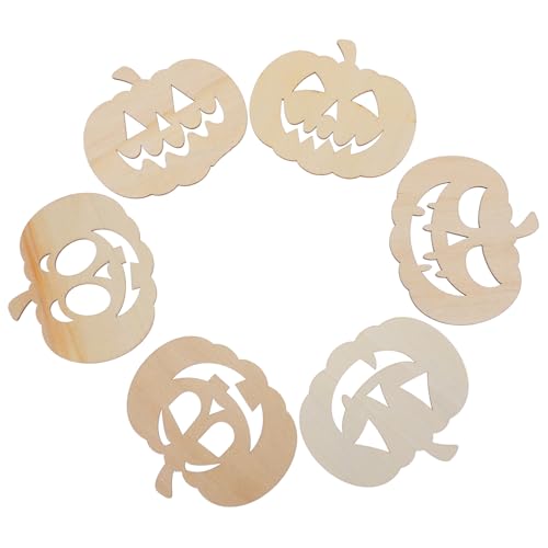 DIYEAH 12st Kürbis Dekoration Fälschung Unfertige Kürbisausschnitte Leere Ausschnitte Ornamente Kürbisse Weiden Halloween Unvollendeter Hölzerner Kürbisanhänger Diy Holz Beige von DIYEAH