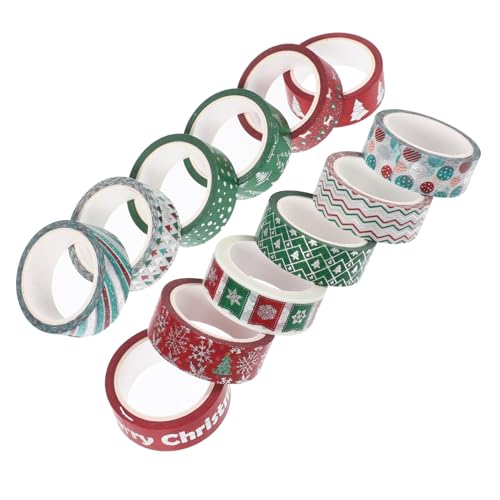 DIYEAH 12st Weihnachtliches Washi-tape Dekoratives Klebeband Tagebuchband Klebeband Nachfüllen Tagebuch Machen Band Versandklebeband Abdeckband Aus Papier Bastelband Japanisches Papier von DIYEAH