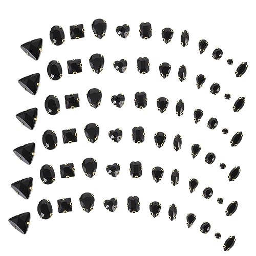 DIYEAH 130St strass DIY schmucksteine gems the craft bastelzubehör handwerkskunst trimmen Edelsteine ​​basteln kleider bastelset Kleidungsstück DIY-Materialien Glas Strass Black von DIYEAH