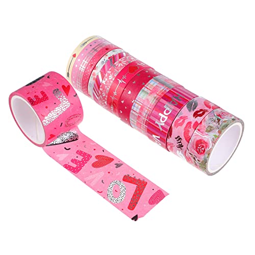 DIYEAH 14 Rollen Rosa Zierband Herzband Aufkleber Valentinstag-Band Hochzeitsartikel Rosa Washi Tape DIY Dekorative Klebeband Hochzeits-Washi-Tape Klebeband für DIY DIY-Tool Papier von DIYEAH