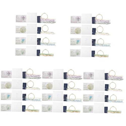 DIYEAH 16 Sätze Stickerei-Starter-Kit Schmucksets für Erwachsene Stoff Bastelsets Stickerei-Kits Bausätze handgemachte Stickerei Stickset Blumenmuster Bettwäsche aus Baumwolle von DIYEAH