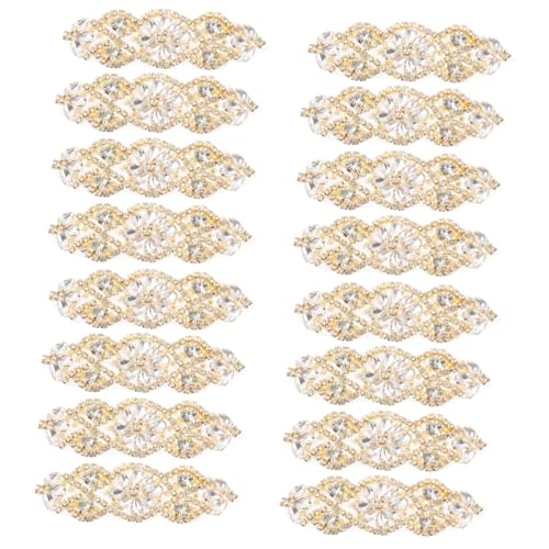 DIYEAH 16 Stk Gürtel Strass-Patch Bling-Applikation Schärpe Strass-Patch warnweste personalisiert hochzeitskleider diy Kleid Strass Applikation Strass-Eisen auf Patch Strasssteine Golden von DIYEAH