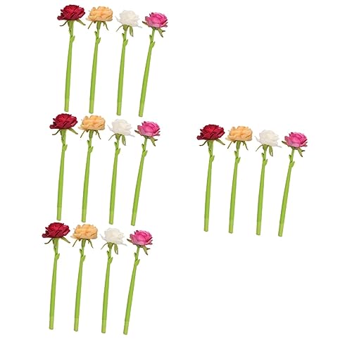 DIYEAH 16 Stk Rosafarbener Kugelschreiber Süße Stifte Rosa Kugelschreiber Rose Schreibstifte Blumenstift Süßer Kugelschreiber Rosenstifte Künstliche Rose Blumenkugelschreiber Kieselgel von DIYEAH