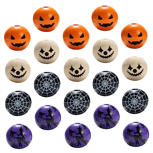 DIYEAH 160 Stk Halloween-holzperlen Bausatz Im Freien Halskette Medaillon Party Gefälscht Charm Halter Für Halskette Perlen Zur Schmuckherstellung Dekorationen Ästhetisch Halloween-charme von DIYEAH