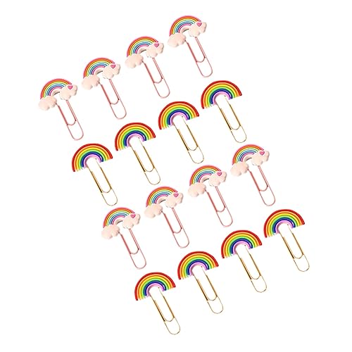 DIYEAH 16st Regenbogen-büroklammer Mini-bastelclips Lesezeichen-clips Büroklammern Bastelklammern Für Das Büro Stabile Clips Dokument-diy-clips Kleine Bastelclip-ornamente Colorful Pvc von DIYEAH