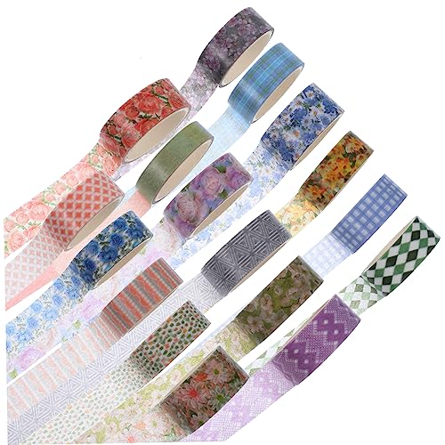 DIYEAH 17 Rollen Blumen Und Washi Tape Blumenband Gefälscht Papier Klebeband Scrapbooking-papier Selbst Ästhetisch Zeitschriftenaufkleber Kunstband Blumen- Goldband Japanisches Papier von DIYEAH