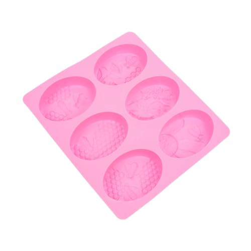 DIYEAH 1Stk Sechs verbundener Bienenschimmel Gummiform Backform Gießform Kochform Donutform easy putz mould Seifenform Silikonform für Seife erwachsene DIY schimmel Kieselgel Rosa von DIYEAH