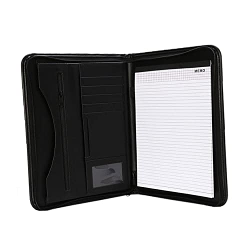 DIYEAH 1stk Bürobedarf Tagungsbericht Ordner Klemm-fotoständer-display Business-reißverschluss-manager-ordner Business Padfolio Notizblock A4 Ordner Aufbewahrungstasche Fürs Büro Black von DIYEAH