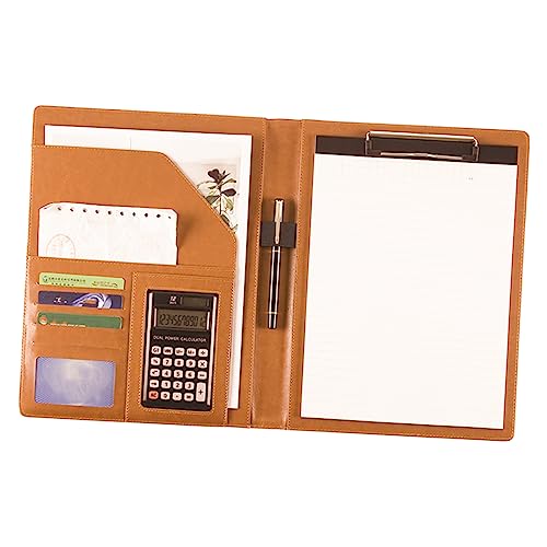 DIYEAH 1stk Ordner Aus Leder Mappen Für Hefter Ordner Mit Präsentationsunterlagen Portfolio-datei-organizer A4 Padfolio-organizer Büroklammerordner Portfolio-dokument-organizer Brown von DIYEAH