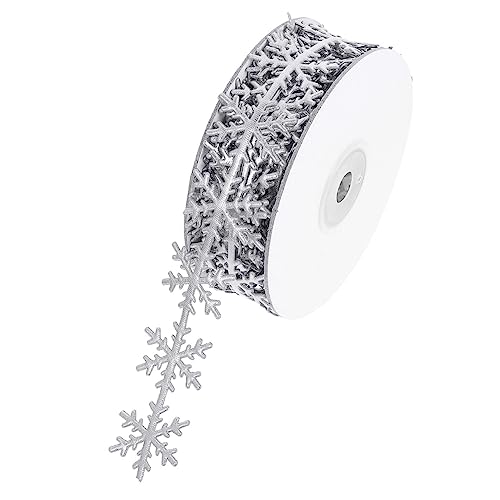 DIYEAH 1stk Schleife Bogen Sackleinen Bögen Weihnachtsband Schneeflockenbesatz Künstlicher Schnee Gold Weihnachtsfenster Haftet Bänder Spitzenband Schneemann- Silver Polyester von DIYEAH