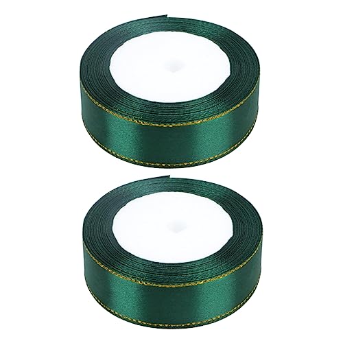 DIYEAH 2 Rolle 22 Geschenkband Hochzeit goldenes Satinband Chiffon seidenband ribbon dekobänder geschenkdeko geschenkbänder set Geschenkverpackungsband DIY-Bänder Green von DIYEAH