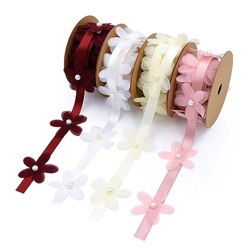 DIYEAH 2 Rolle Blumenband ribbon wedding decoration für den valentinstag für valentinstag Schleife handwerklicher Spitzenbesatz Geschenkbänder hochzeit spitzenbänder von DIYEAH